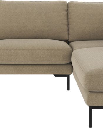 Hjørnesofa Rowico Corwin Højrevendt Mørk Beige Polyester Stof Sorte Metalben H83xb266xd226 Cm