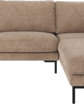Hjørnesofa Rowico Corwin  -sofa Højrevendt Grå-beige Stof Robin 109 Med Sorte Metalben 83x266x226 Cm