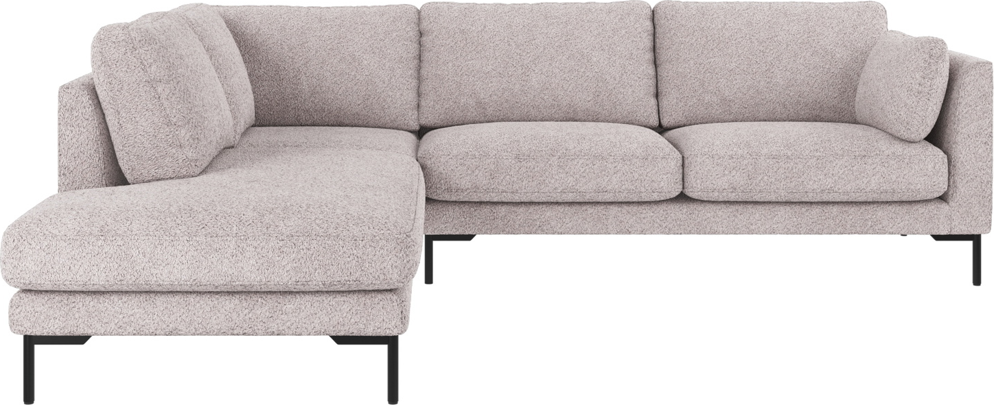 Hjørnesofa Rowico Corwin Venstrevendt   Lysegråt Anna 15 Polyester Med Sorte Metalben H83ã B266ã D226 Cm