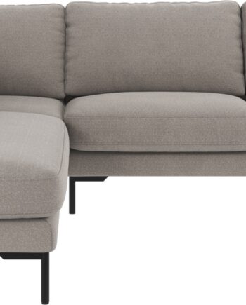 Hjørnesofa Rowico Corwin Venstrevendt Lysegrå Rita 167 Polyester Med Sorte Metalben H83ã B266ã D226 Cm