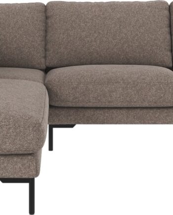 Hjørnesofa Rowico Corwin Venstrevendt Mørk Beige Bobby   Polyester Med Sorte Metalben 266x226 Cm