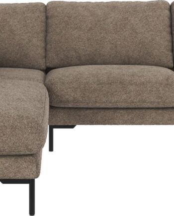 Hjørnesofa Rowico Corwin Venstrevendt Mørk Beige Med Pulverlakerede Sorte Metalben Og Slidstærkt 100  Polyesterbetræk 266x226 Cm