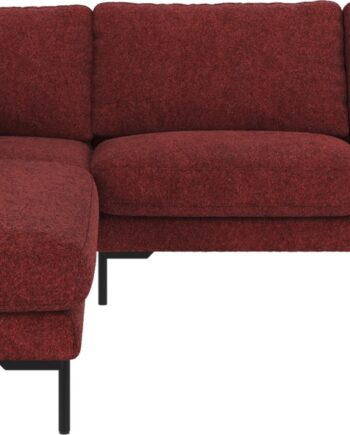 Hjørnesofa Rowico Corwin Venstrevendt 266x226 Cm Dybrød Sort Anna  -stof Med Sortlakerede Metalben
