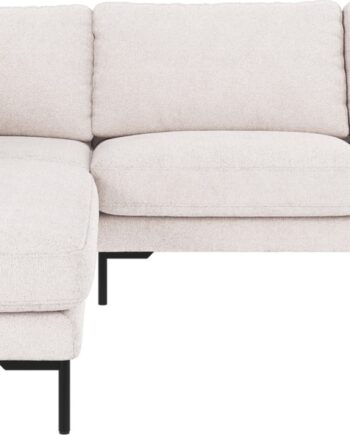 Hjørnesofa Venstrevendt Rowico Corwin   Hvidt Greg Polyester Med Sorte Metalben B266xd226xh83 Cm