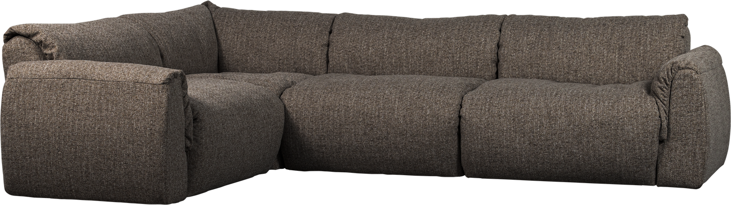 Hjørnesofa Venstrevendt Woood Baggy 301x210 Cm Varm Grå Melange Groft Vævet Orari-stof Skum Med Fjer Silikone
