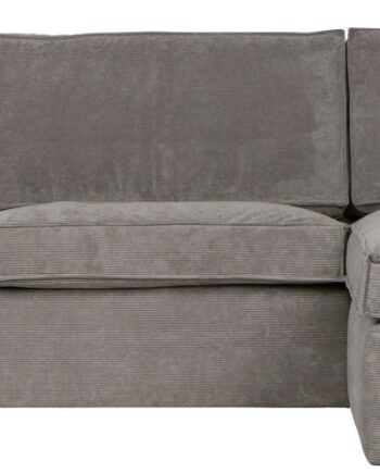 Hjørnesofa Woood Thomas Højrevendt Lysegrå Ribbet Stof 92x197x283 Cm