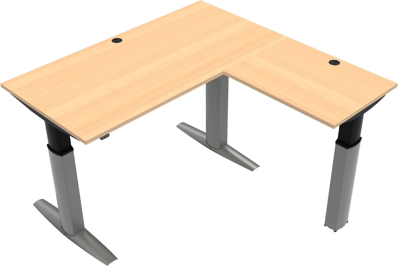 Højdejusterbart Tre-bens Hæve- Sænkebord Firkantet Zennord Elevateline 160x160 Cm Natur Sølv