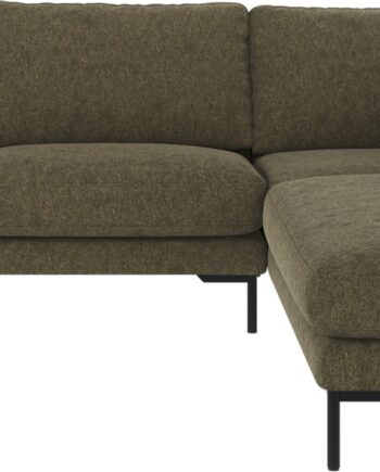 Højrevendt Hjørnesofa Rowico Corwin Brenda 77 Polyester Grøn Med Dybe Sæder Og Sort Metalben 83ã 266ã 226 Cm
