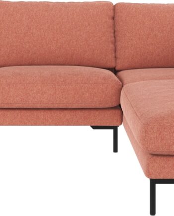 Højrevendt Hjørnesofa Rowico Corwin Brenda Rød 83x266x226 Cm Mat-sorte Metalben