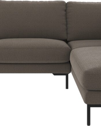 Højrevendt Hjørnesofa Rowico Corwin Rita Mediumgrå Sort 266x226 Cm Med Sorte Pulverlakerede Ben