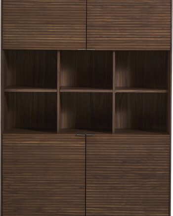Højskab Kave Home Norlen  Mørkebrun Valnødsfinér    Døre    Justerbare Hylder  Soft-close  H163xb100xd40 Cm