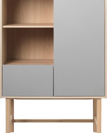 Højskab Nordique Design Bilbao   Egetræ   Grå Hpl  Nordisk Minimalisme  H150   B45 Cm