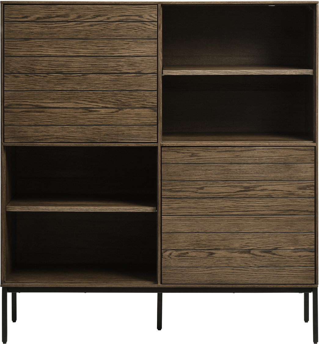 Højskab Nordique Design Modica Røget Eg Sort Metal H132ã B122ã D45 Cm