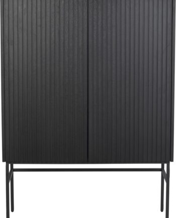 Højskab Rowico Halifax   Sort Lakeret Egefiner Med Push-open-døre Soft-close   140     100     40 Cm