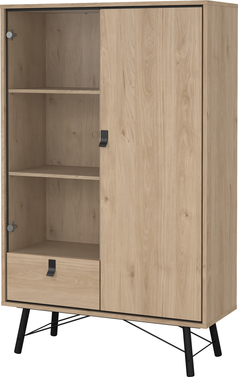 Højskab Vesterholm Askø Dør Glasdør Skuffe Jackson Hickory Fsc H161 8xb101 8xd40 Cm