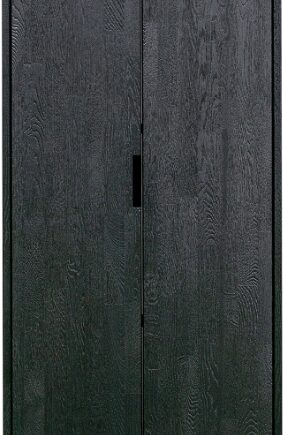 Højskab Woood Exclusive Silas   Sort Fsc-ask 210x60x36 Cm   Opbevaringsskab Med   Låger   Skuffe