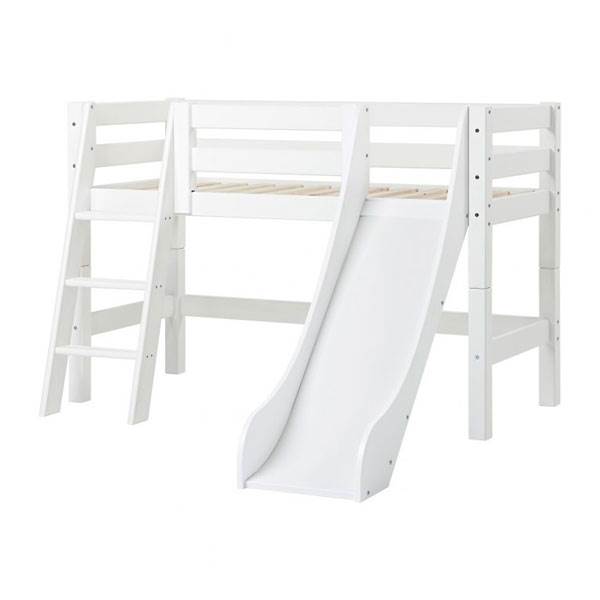 Hoppekids Eco Luxury Halvhøj Seng Med Rutsjebane Og Skrå Stige 70x160 Cm  : Erling Christensen Møbler