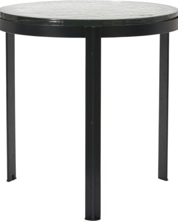House Doctor Smoke Sofabord   Sort Håndstøbt Glas ø50   H50 Cm Med Jernramme  Minimalistisk Sidebord Til Stuen