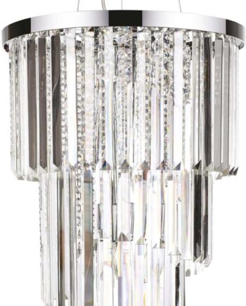 Ideal Lux Carlton Pendellampe ø40 Cm Justerbar Krom Med Krystaller