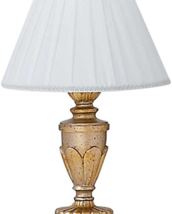 Ideal Lux Firenze Bordlampe Bladguld Metal Med Stofskærm ø24   H35 Cm