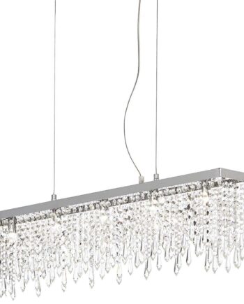 Ideal Lux Giada Pendellampe   Krom Og Glas Med Krystalvedhæng  Justerbar Højde 35-120 Cm  5xg9-pærer Inkluderet
