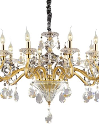 Ideal Lux Negresco Pendellampe ø85   H70-110 Cm Guld Krystal