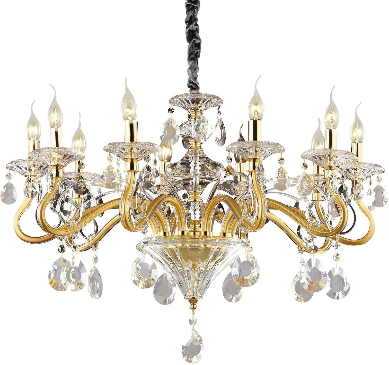 Ideal Lux Negresco Pendellampe ø85 H70-110 Cm Guld Krystal