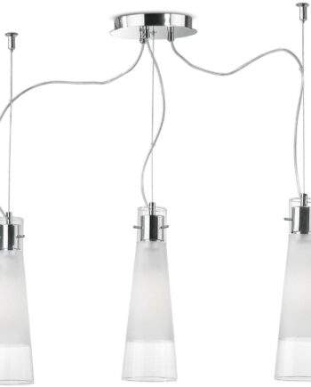 Ideal Lux Pendel Lampe Kuky   Krom Med Frostet Eller Klart Glasskærm  Justerbar Højde 440-1300 Mm      E27  Ip20
