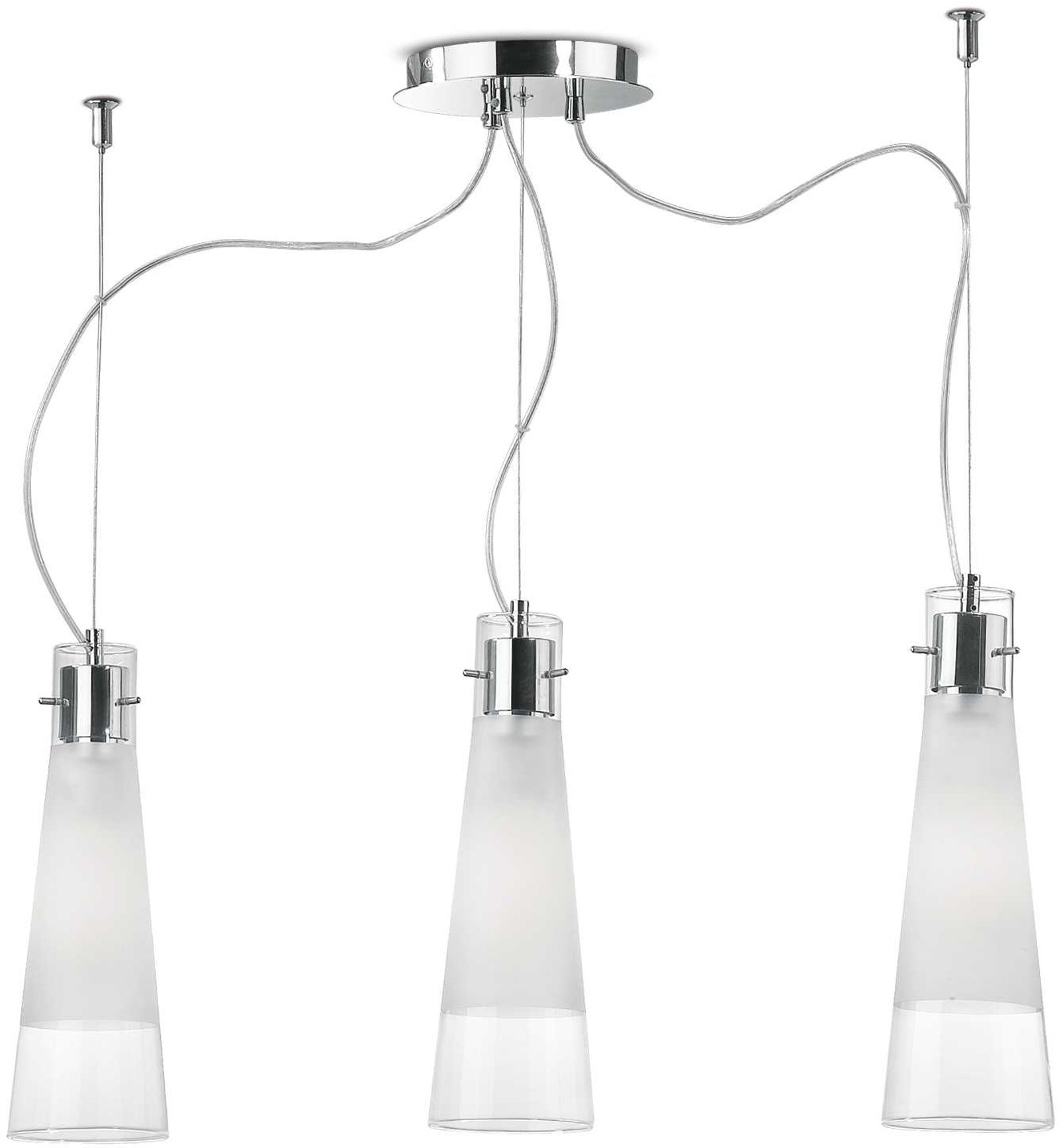 Ideal Lux Pendel Lampe Kuky Krom Med Frostet Eller Klart Glasskærm Justerbar Højde 440-1300 Mm E27 Ip20