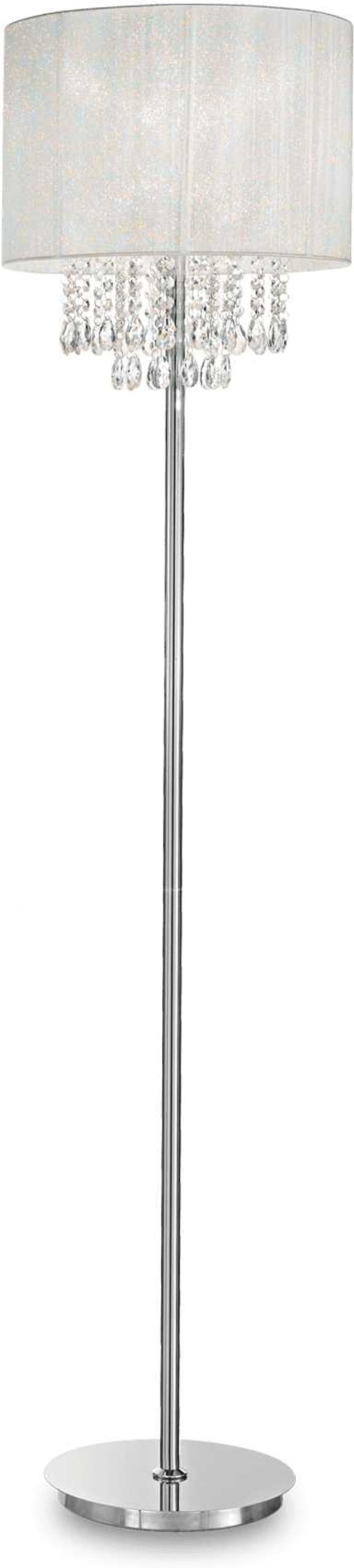 Indendørs Gulvlampe Ideal Lux Opera ø38 5xh163 Cm Hvid Krom Med Krystalvedhæng