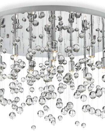 Indendørs Loftslampe Ideal Lux Neve ø40     H31   Cm Krom Hvid Ramme Med Dekorative Glaskugler