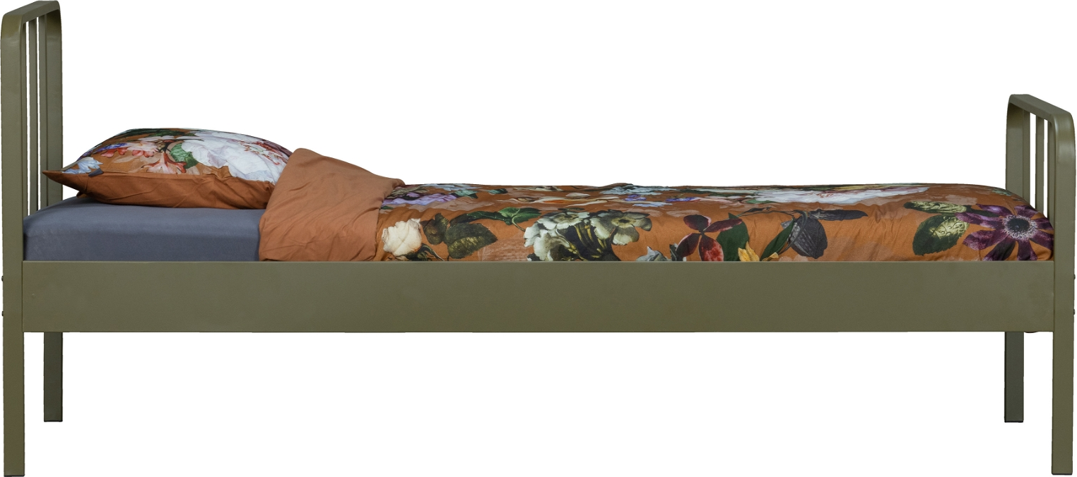 Juniorseng Woood Mees   Robust Armygrøn Stålramme Børneseng 90x200 Cm