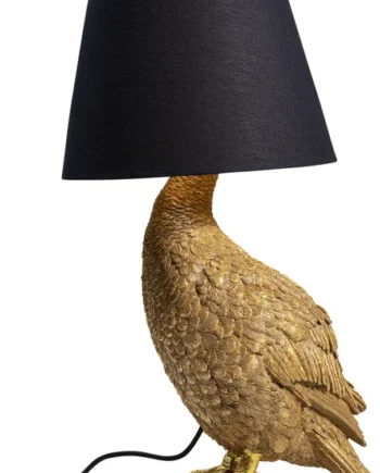 Kare Design Animal Duck Bordlampe Sort Bomuld Og Guld Polyresin