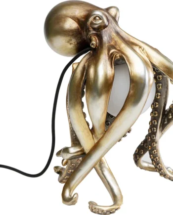 Kare Design Animal Octopus Bordlampe Hvid Glas Og Guld Polyresin