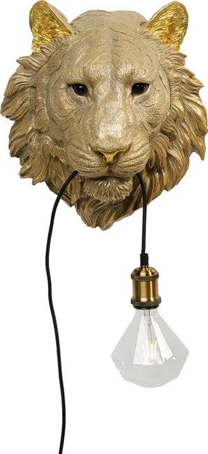 Kare Design Animal Tiger Head Væglampe Guld Polyresin Og Aluminium