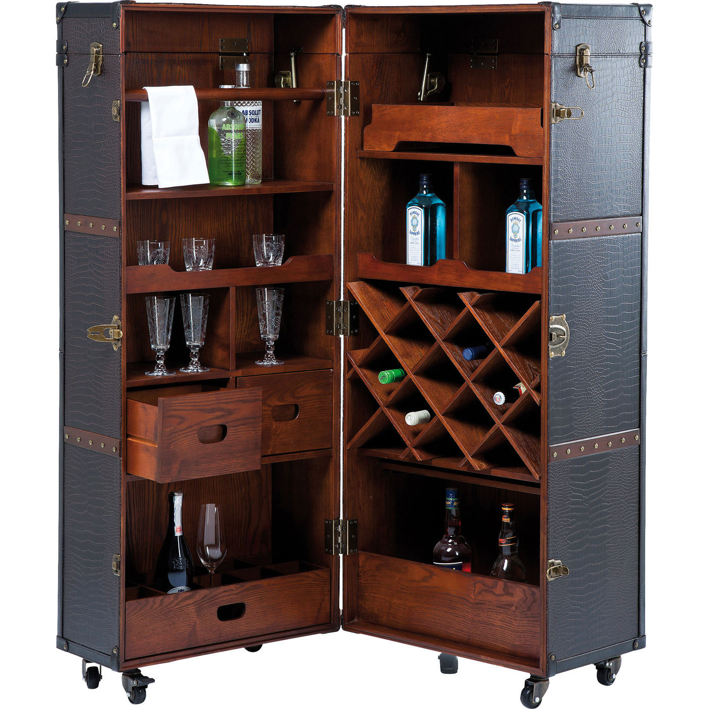 Kare Design Colonial Barskab Brunt Stof     Skuffer