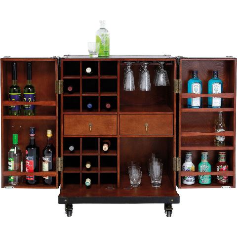 Kare Design Colonial Barskab Brunt Stof     Skuffer