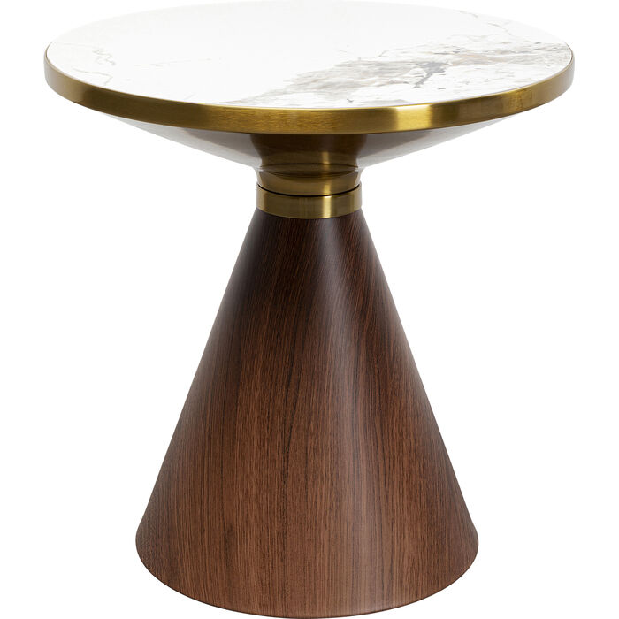 Kare Design Cono Sofabord Rund Hvid Grå Stentøj Brun årepapir Og Guld Stål ø50
