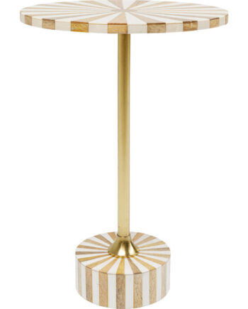 Kare Design Domero Cirque Sidebord  Rund Guld Hvid Polyresin Og Messing Stål  ø40