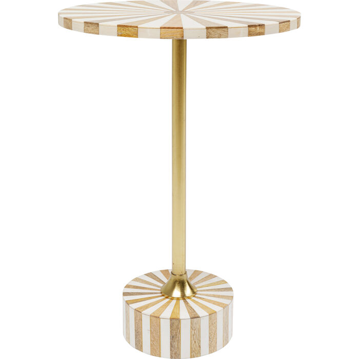 Kare Design Domero Cirque Sidebord  Rund Guld Hvid Polyresin Og Messing Stål  ø40