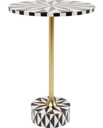 Kare Design Domero Star Sidebord  Rund Brun Hvid Polyresin Og Messing Stål  ø40