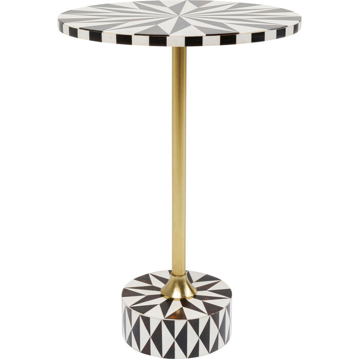Kare Design Domero Star Sidebord  Rund Brun Hvid Polyresin Og Messing Stål  ø40
