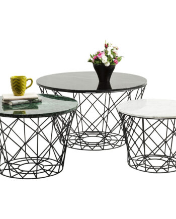 Kare Design East Round Sofabordssæt Grøn Hvid Sort Marmor  Rund  Sæt