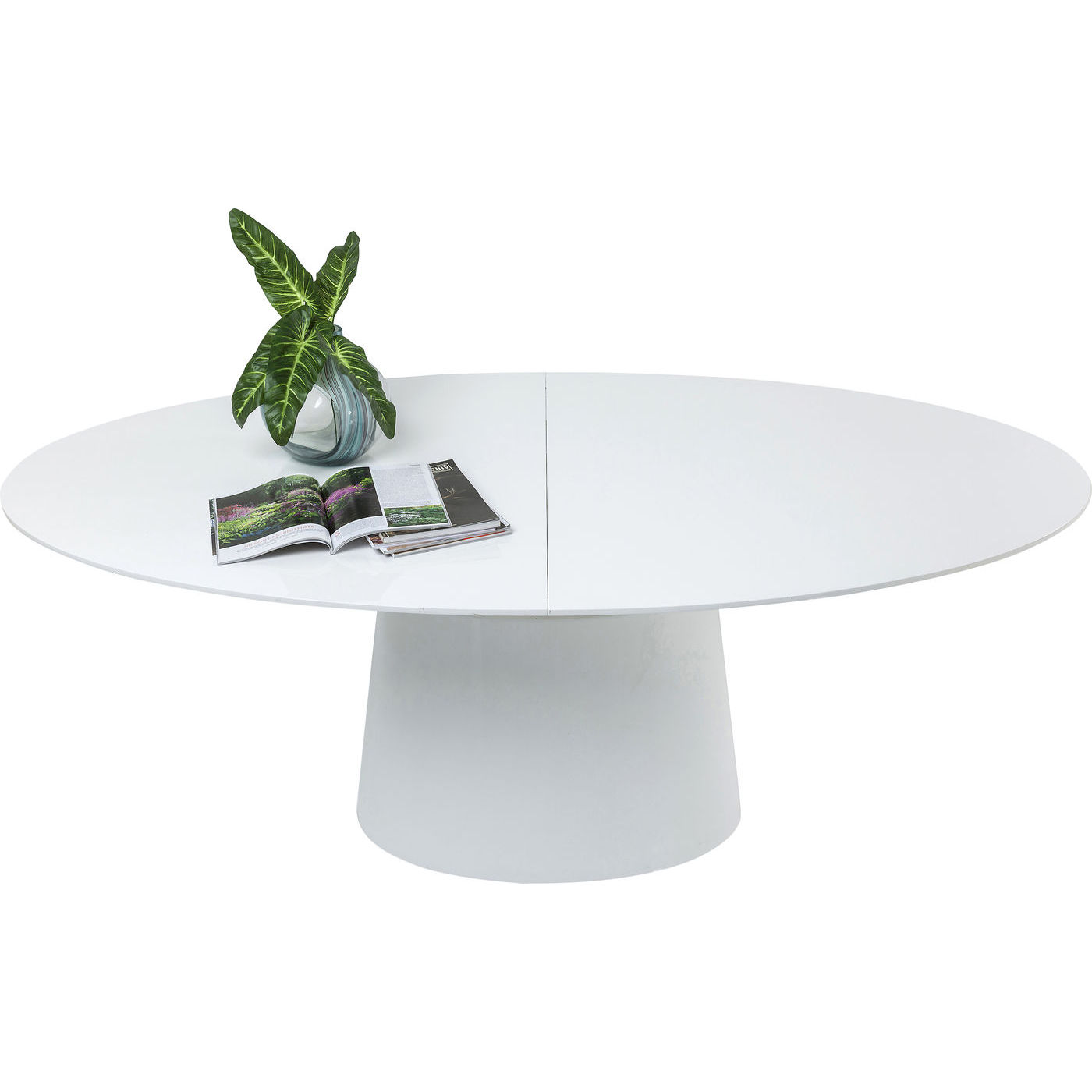 Kare Design Extension Benvenuto Ovalt Spisebord Hvid Højglans Træ Butterflyplade 200 50 X110