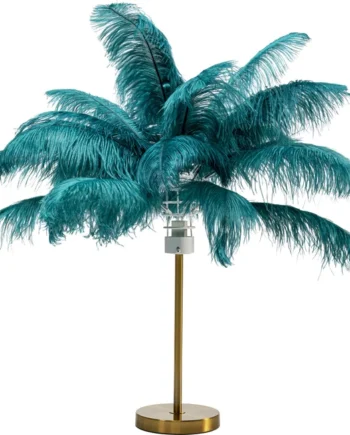 Kare Design Feather Palm Bordlampe Grøn Strudsefjer Og Messing Stål