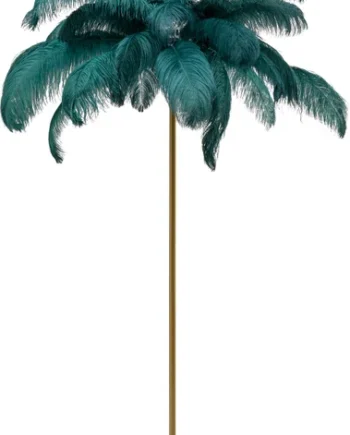 Kare Design Feather Palm Gulvlampe Grøn Strudsefjer Og Messing Stål