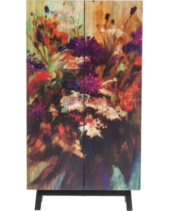 Kare Design Fleur Skab Mangotræ    Multifarvet Blomstermotiv       Låger Og   Hylder