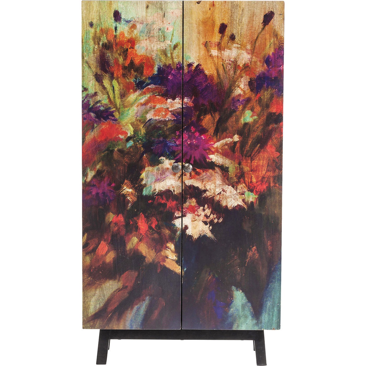 Kare Design Fleur Skab Mangotræ Multifarvet Blomstermotiv Låger Og Hylder