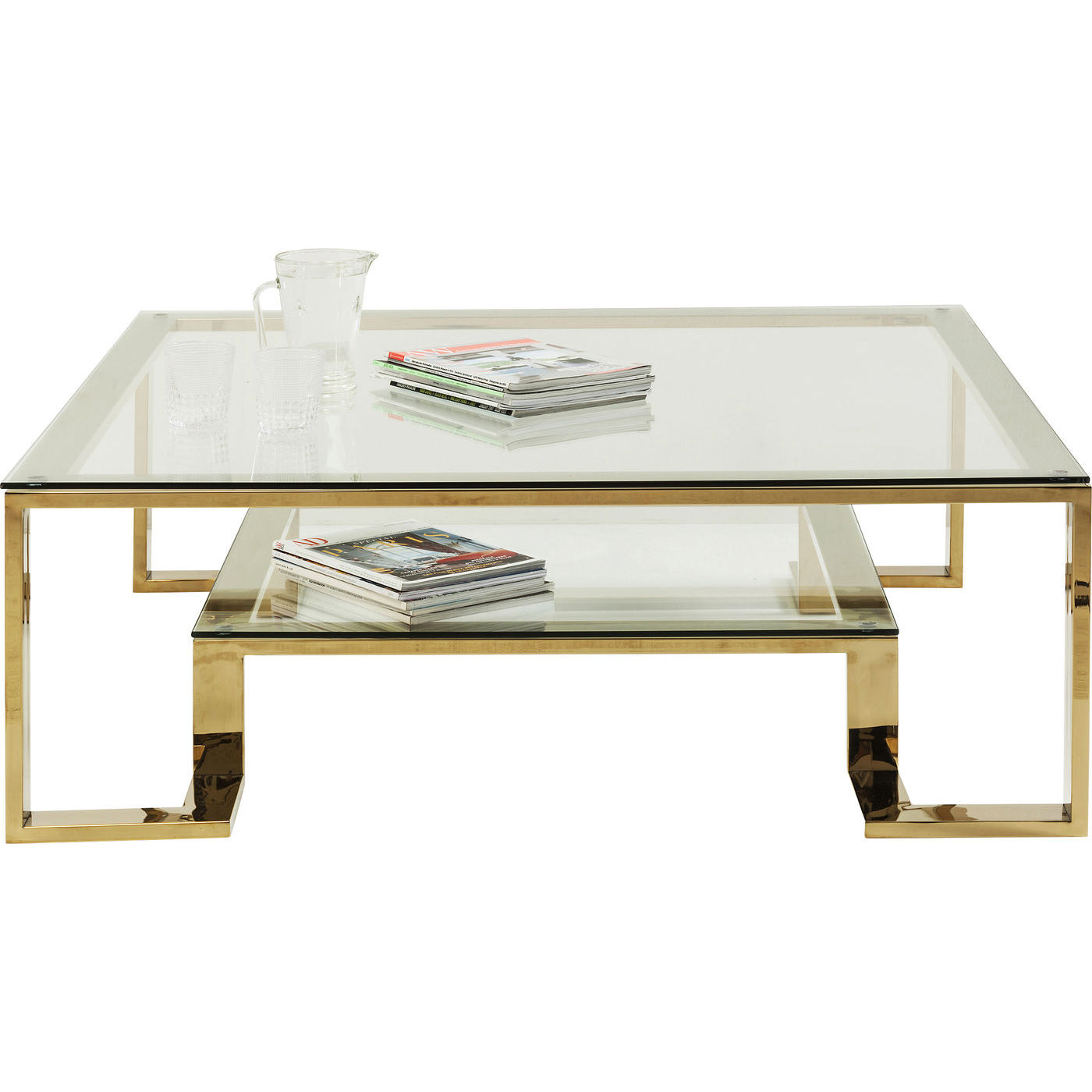 Kare Design Gold Rush Sofabord Glasplade Og Guld Stål 120x120