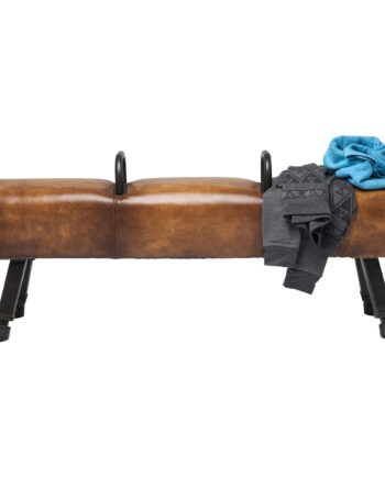Kare Design Gym Gabby Bænk Brunt Koskind Og Stål  153cm